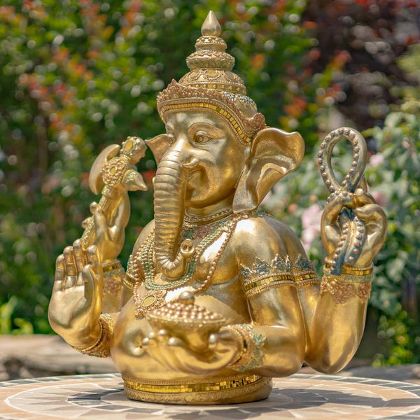 Ornate Metallic Gold Polyresin Ganesh Statue 25.2" Tall