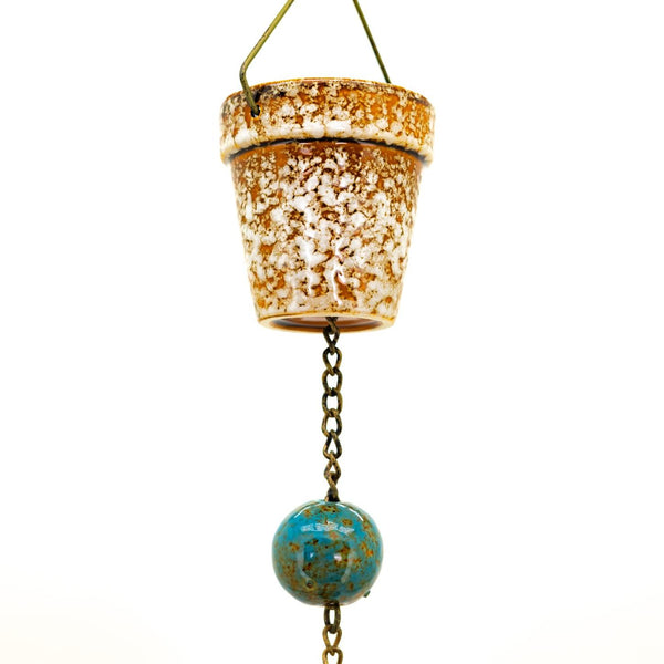 Hand Painted Multicolor Porcelain Bucket Rain Chain 76.75" Long