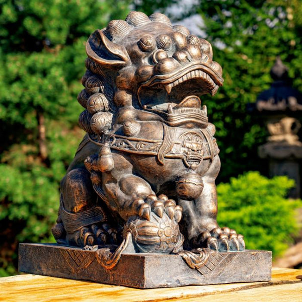 Set of 2 Magnesium Foo Dog Statues "Gan & An" 34" Tall