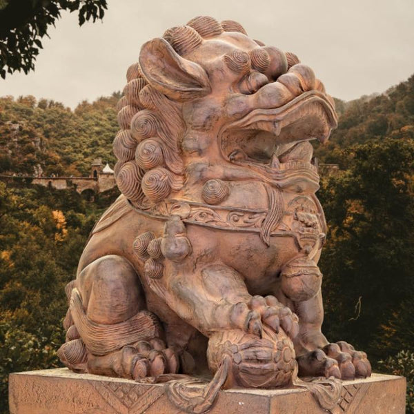 Set of 2 Magnesium Foo Dog Statues "Gan & An" 34" Tall