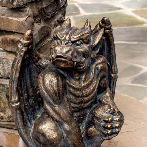 Set of 2 Magnesium Gargoyle Statues "Misha & Dima"