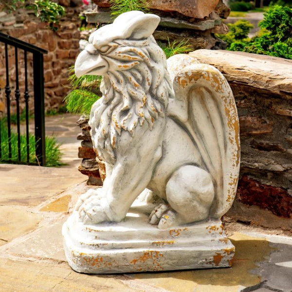Set of 2 Magnesium Griffin Statues "Peter & Lois" 28" Tall