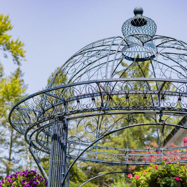 13ft. Tall Round Metal Garden Gazebo in Antique Blue "Zara"