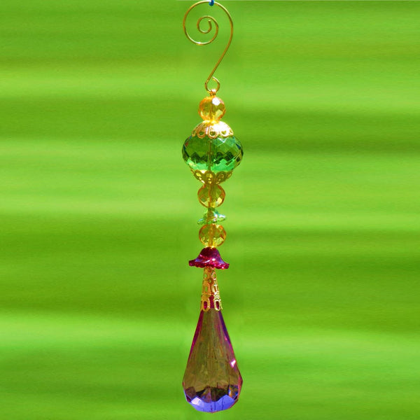 7" Long Acrylic Teardrop Ornament in 6 Assorted Colors