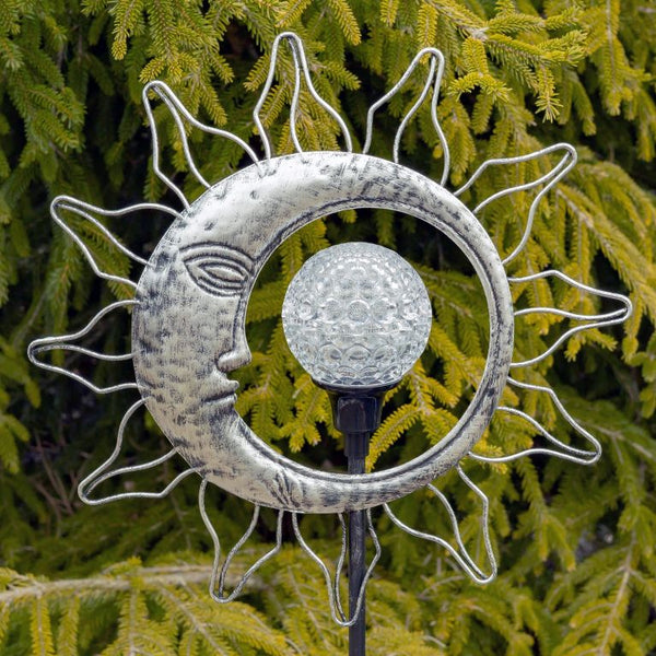 Dual Sun & Moon Solar Spinning LED Garden Stakes