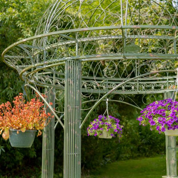 13ft. Tall Round Metal Garden Gazebo in Antique Blue "Zara"