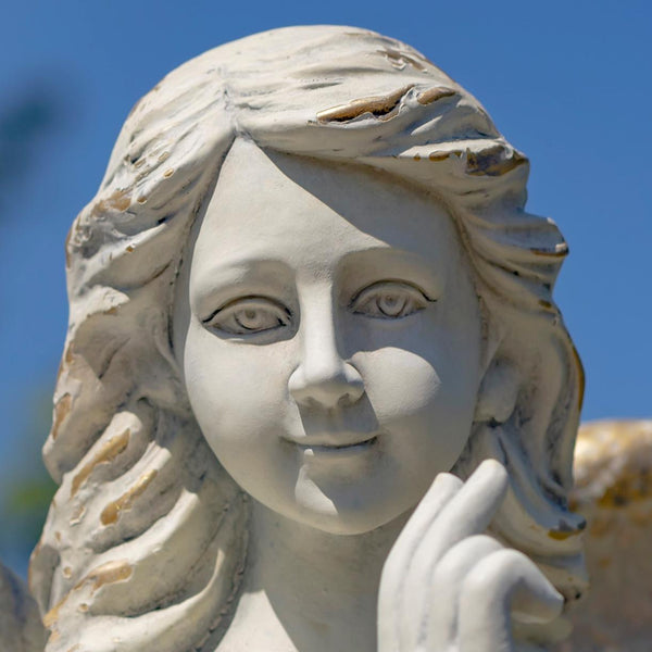 Angel Statue with Billowing Dress & Bird "Maria" 46" Tall Magnesium