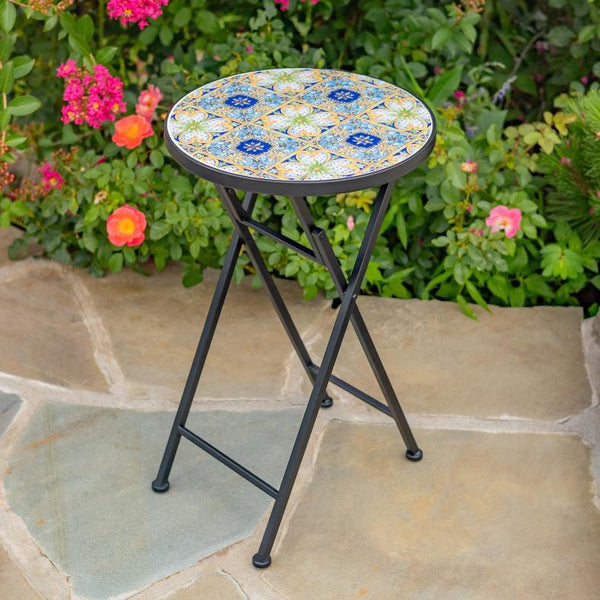 "Bar Harbor" Three Piece Mosaic Bistro Set - Blue, Green & Peach
