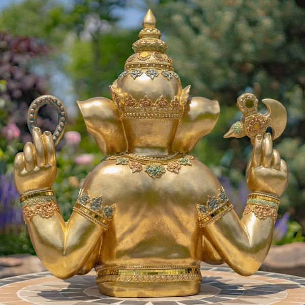 Ornate Metallic Gold Polyresin Ganesh Statue 25.2" Tall