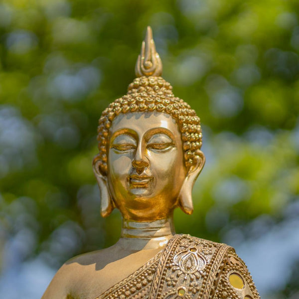 19.1" Tall Frosted Gold Polyresin Buddha in Dhyana Mudra