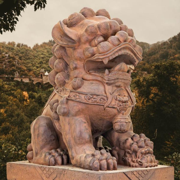 Set of 2 Magnesium Foo Dog Statues "Gan & An" 34" Tall