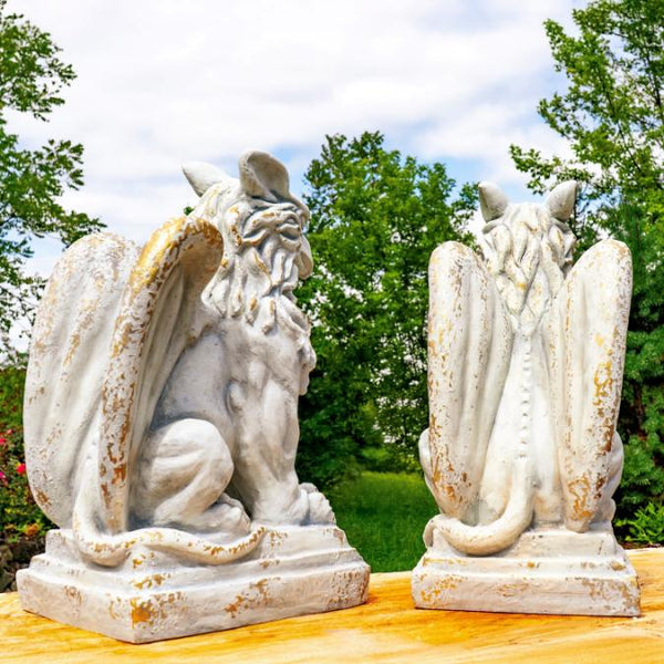 Set of 2 Magnesium Griffin Statues "Peter & Lois" 28" Tall