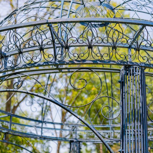 13ft. Tall Round Metal Garden Gazebo in Antique Blue "Zara"