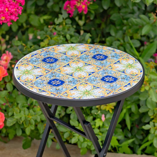 "Bar Harbor" Three Piece Mosaic Bistro Set - Blue, Green & Peach