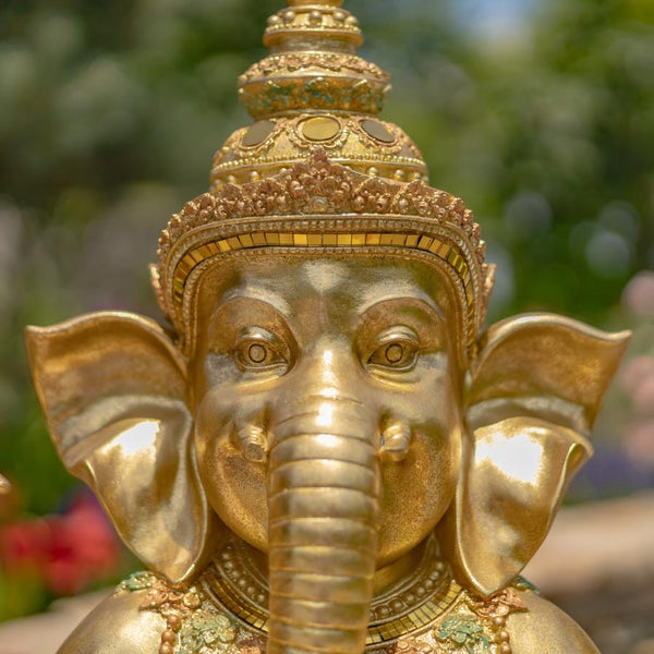 Ornate Metallic Gold Polyresin Ganesh Statue 25.2" Tall