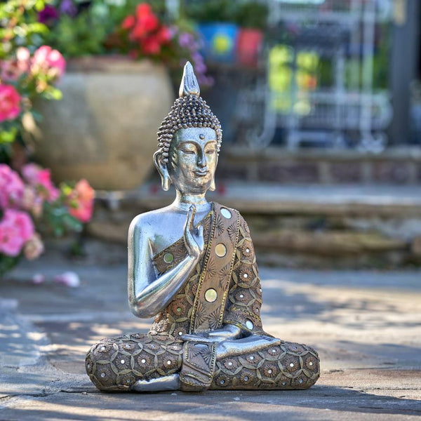 16" Tall Polyresin Preaching Tibetan Buddha in the Vitarka Mudra