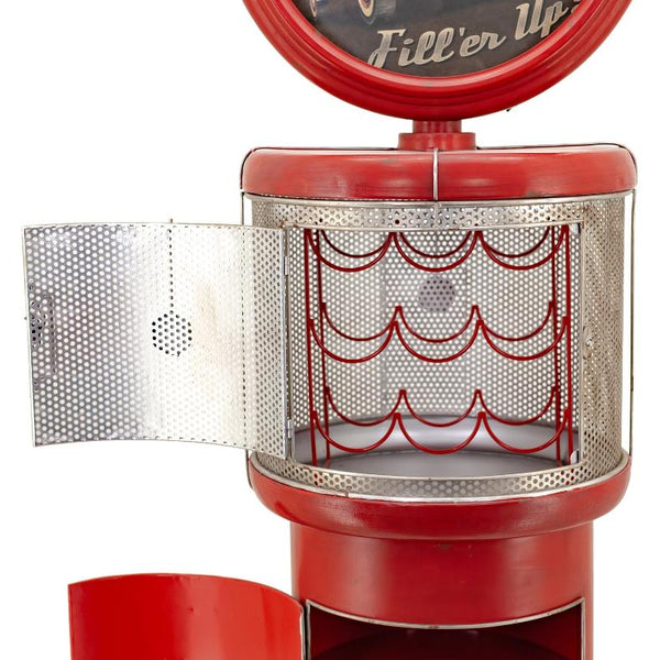 Old Style Gas-Pump-Shaped Wine Rack in Red "Route 66" 70.5" Tall