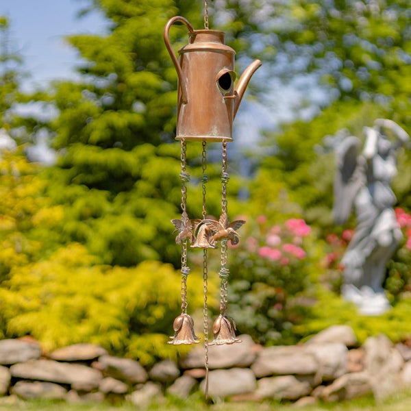 Set of 6 Assorted Style Hanging Iron Teapot Birdhouse Wind Chimes "Darjeeling"