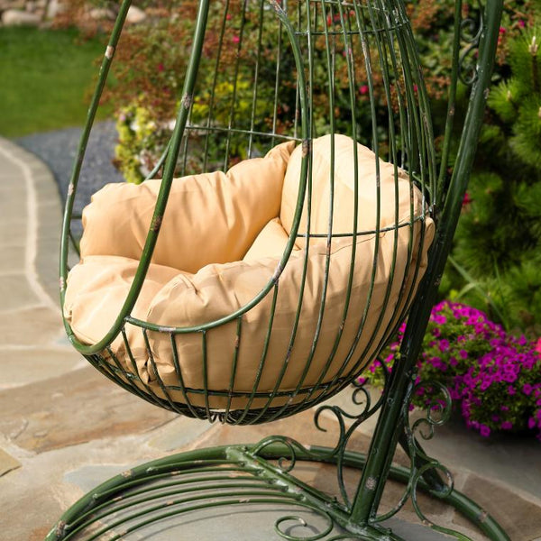 89" Tall One-Person Hanging Metal Egg Chair Hammock with Stand