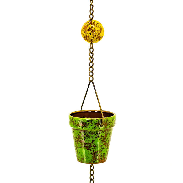 Hand Painted Multicolor Porcelain Bucket Rain Chain 76.75" Long