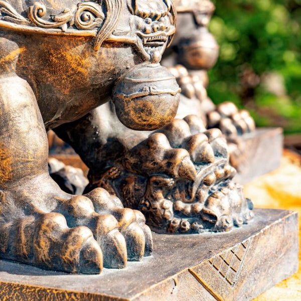 Set of 2 Magnesium Foo Dog Statues "Gan & An" 34" Tall