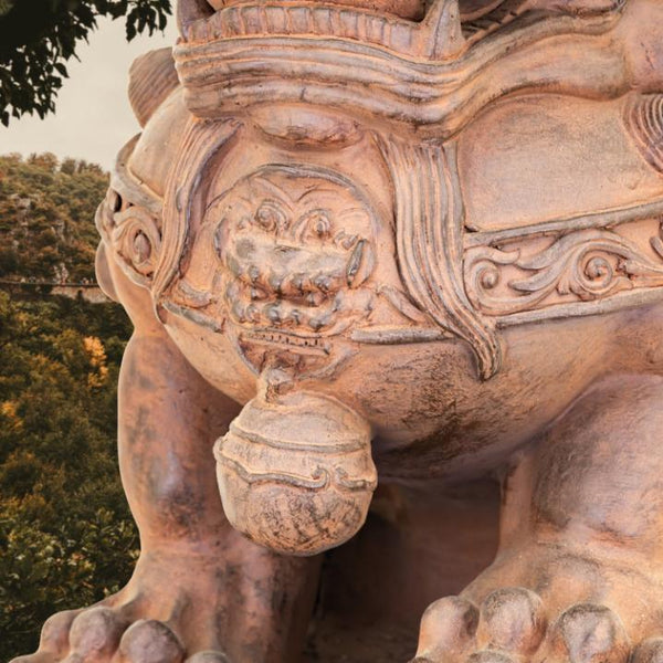 Set of 2 Magnesium Foo Dog Statues "Gan & An" 34" Tall