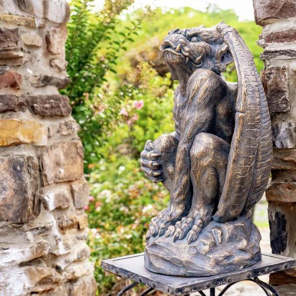 Set of 2 Magnesium Gargoyle Statues "Misha & Dima"