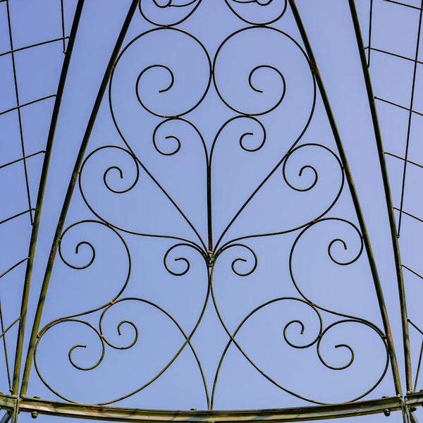 13ft. Tall Round Metal Garden Gazebo in Antique Blue "Zara"
