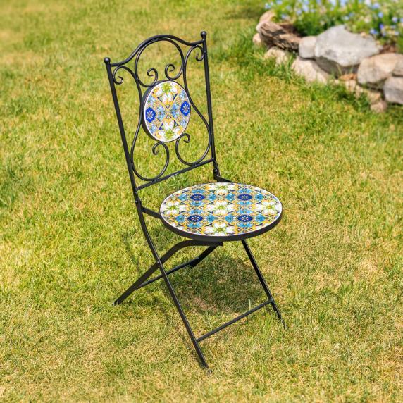 "Bar Harbor" Three Piece Mosaic Bistro Set - Blue, Green & Peach