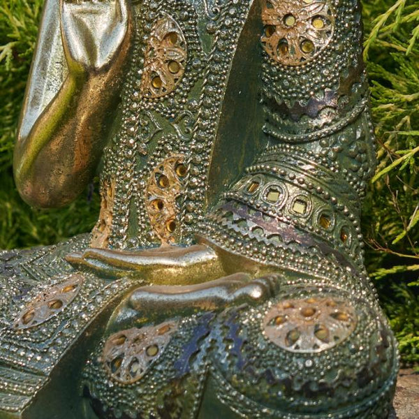 16" Tall Frosted Gold Polyresin Preaching Buddha