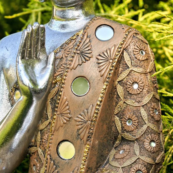 16" Tall Polyresin Preaching Tibetan Buddha in the Vitarka Mudra