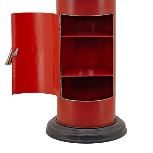 Old Style Gas-Pump-Shaped Wine Rack in Red "Route 66" 70.5" Tall