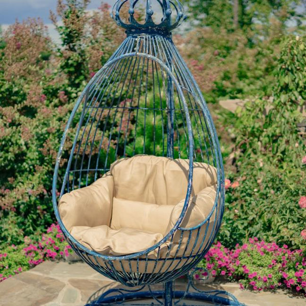 89" Tall One-Person Hanging Metal Egg Chair Hammock with Stand