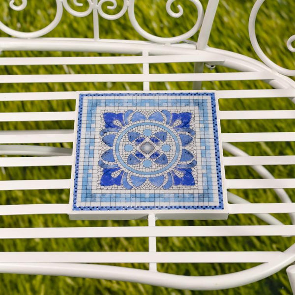 "Cape May" Three Piece Mosaic Bistro Set, Bench, Plant Stand