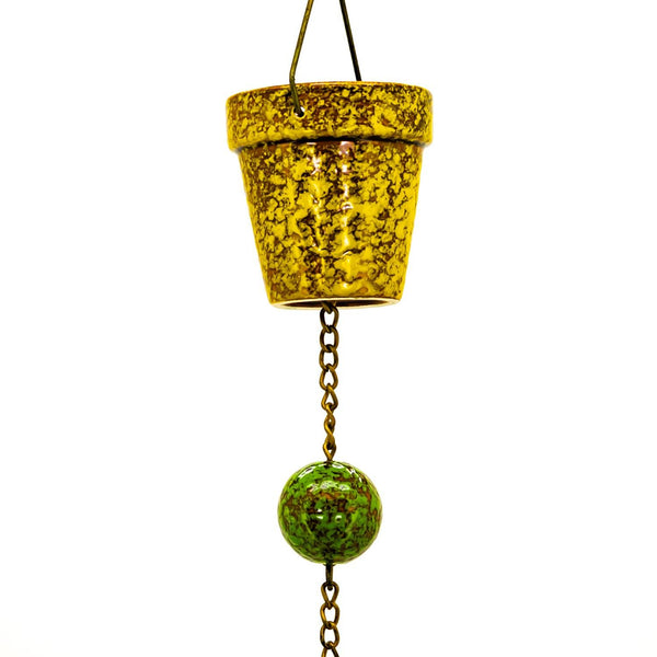 Hand Painted Multicolor Porcelain Bucket Rain Chain 76.75" Long