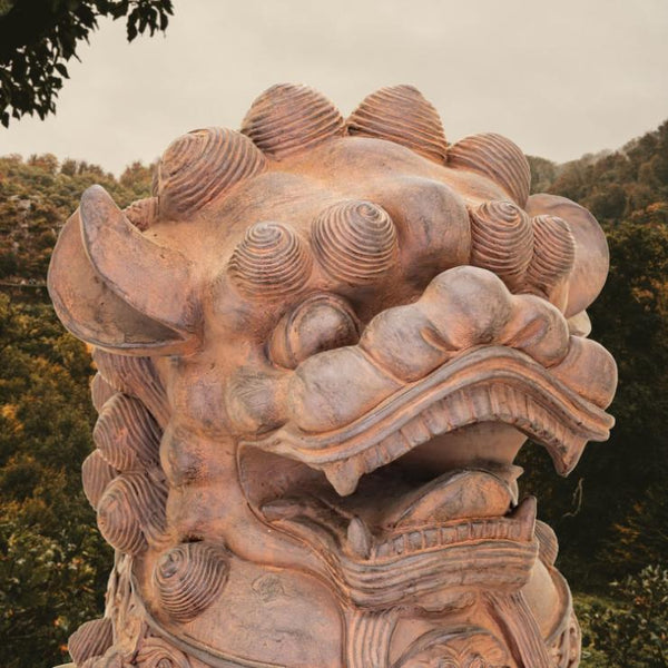 Set of 2 Magnesium Foo Dog Statues "Gan & An" 34" Tall