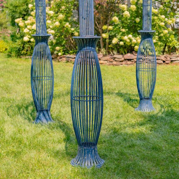 13ft. Tall Round Metal Garden Gazebo in Antique Blue "Zara"