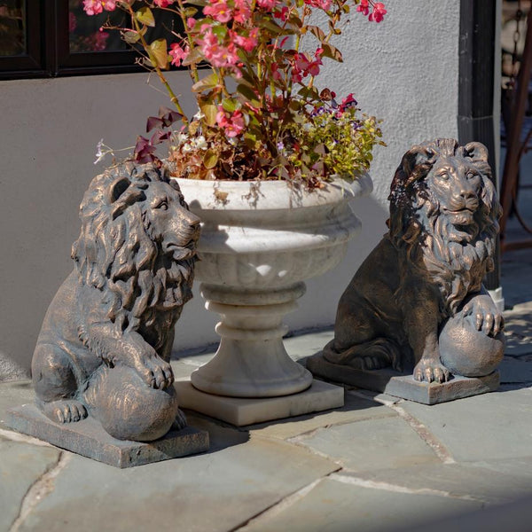 Set of 2 Lion Sentry Door Guard Statues