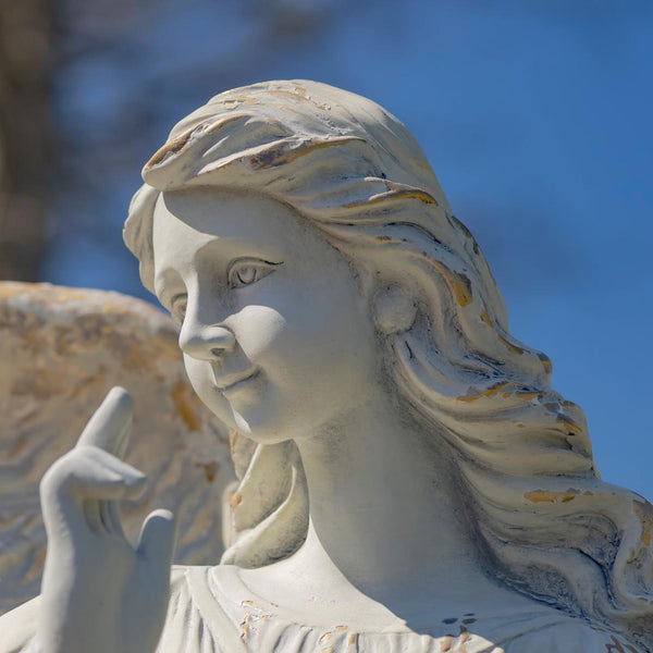 Angel Statue with Billowing Dress & Bird "Maria" 46" Tall Magnesium