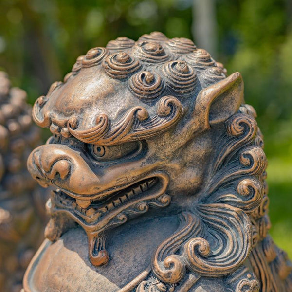 Magnesium Fu Dog Sentry Statues "Xiao & Yan" Set of 2 Small 16" Tall