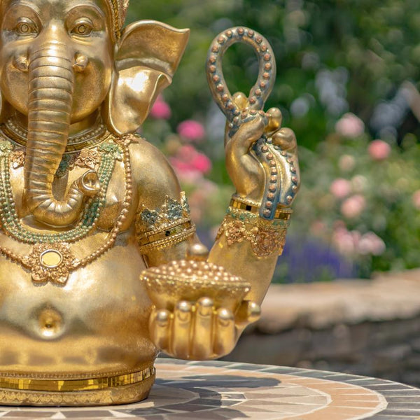 Ornate Metallic Gold Polyresin Ganesh Statue 25.2" Tall