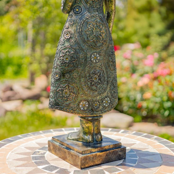 Frosted Silver Standing Polyresin Buddha Statue 37.8" Tall