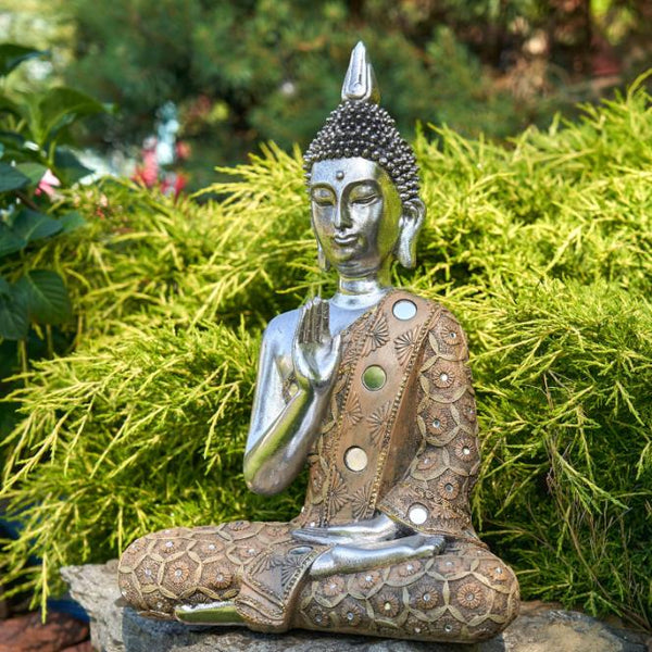 16" Tall Polyresin Preaching Tibetan Buddha in the Vitarka Mudra