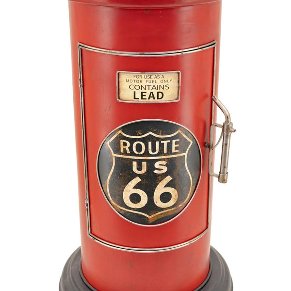 Old Style Gas-Pump-Shaped Wine Rack in Red "Route 66" 70.5" Tall
