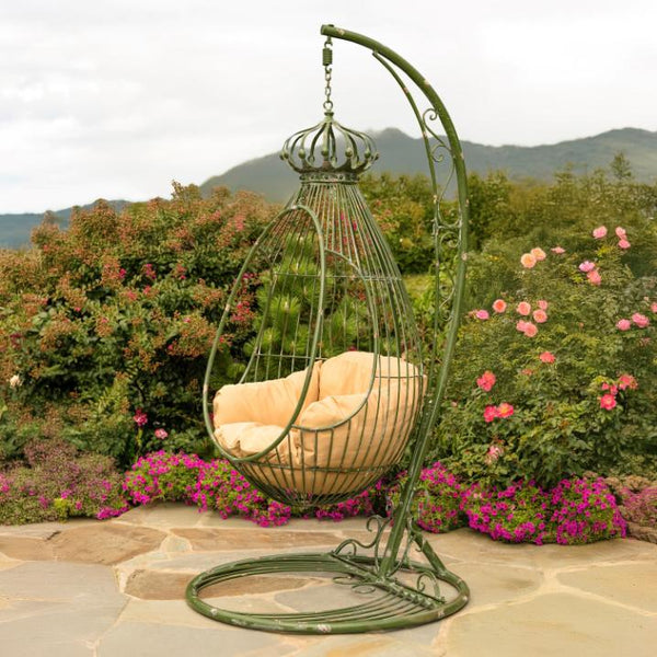 89" Tall One-Person Hanging Metal Egg Chair Hammock with Stand