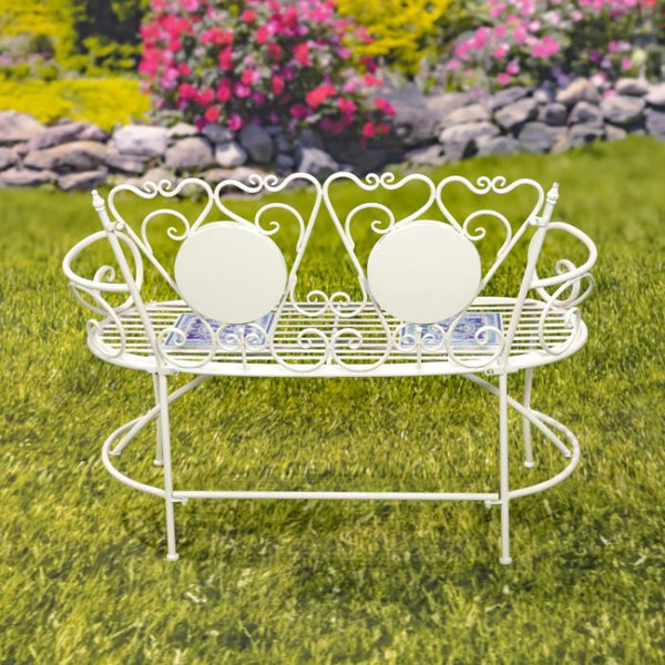 "Cape May" Three Piece Mosaic Bistro Set, Bench, Plant Stand