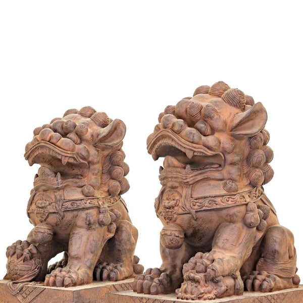 Set of 2 Magnesium Foo Dog Statues "Gan & An" 34" Tall