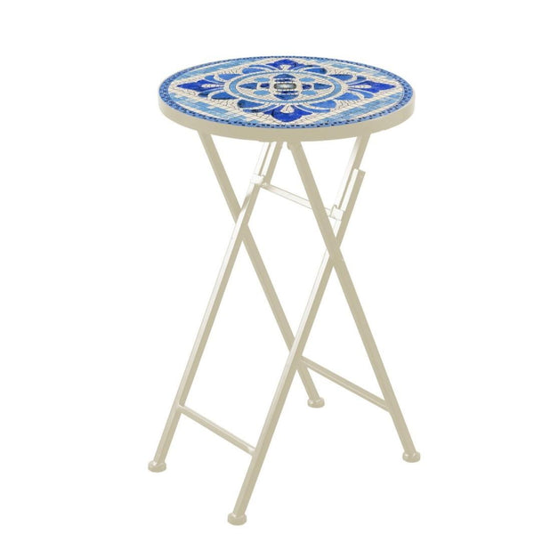 "Cape May" Three Piece Mosaic Bistro Set, Bench, Plant Stand