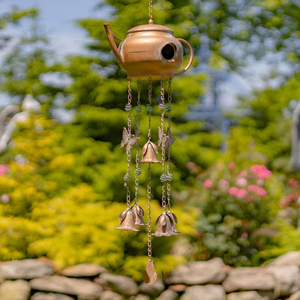 Set of 6 Assorted Style Hanging Iron Teapot Birdhouse Wind Chimes "Darjeeling"