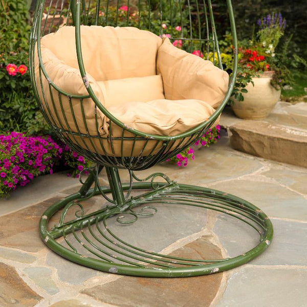 89" Tall One-Person Hanging Metal Egg Chair Hammock with Stand